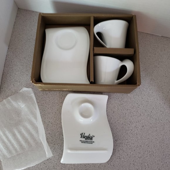 Verdici Other - 2 White Verdici Espresso Cups & saucers